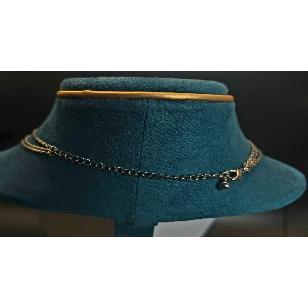 Minimalist Triple-Strand Layered Necklace with Distressed Copper-Tone Accents - Picture 2 of 2